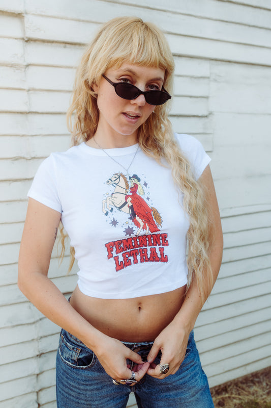 Feminine Lethal On Horse Tee